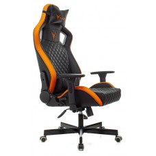 Кресло игровое Knight Outrider черный/оранжевый ромбик эко.кожа с подголов. крестовина металл