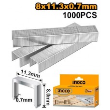 Скоба для мебельного степлера 1000 шт 8х11,3х0,7мм INGCO STS0108