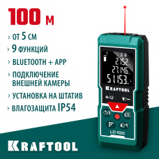KRAFTOOL дальность 5 см - 100 м, точность 1,5 мм, лазерный дальномер LD-100 34765