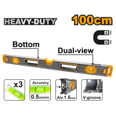 Строительный усиленный уровень с магнитом INGCO HSL68100 INDUSTRIAL 100 см