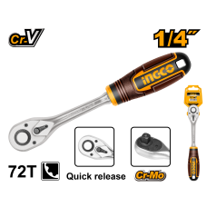 Ключ трещоточный INGCO HRTH0814 INDUSTRIAL 1/4"