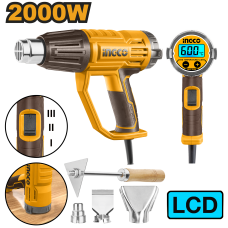 Фен строительный INGCO HG200058 INDUSTRIAL с ЖК-дисплеем 50-600°C 2,0 кВт