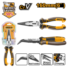 Тонкогубцы изогнутые INGCO HHBNP28160 INDUSTRIAL 160 мм