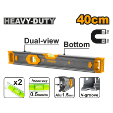 Строительный усиленный уровень с магнитом INGCO HSL68040 INDUSTRIAL 40 см