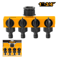 Пластиковый соединитель для шланга 4-канальный INGCO HHC1402 1"- 3/4"