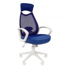 Кресло для руководителя CHAIRMAN CH 840 white синее