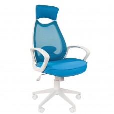Кресло для руководителя CHAIRMAN CH 840 white голубое